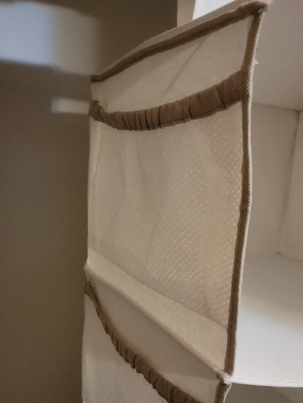 Canvas Hanging Closet Organizer - Cream 9-Shelf And 4 Pocket Storage